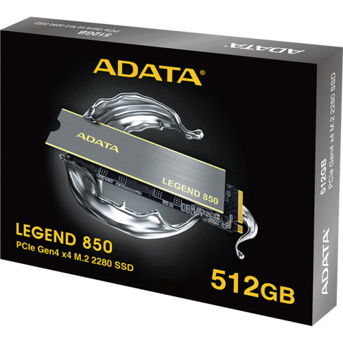 Твердотельный накопитель/ ADATA SSD LEGEND 850, 512GB, M.2(22x80mm), NVMe 1.4, PCIe 4.0 x4, 3D NAND, R/W 5000/2700MB/s, IOPs 380 000/530 000, TBW 500, DWPD 0.54, with Heat Sink (5 лет)