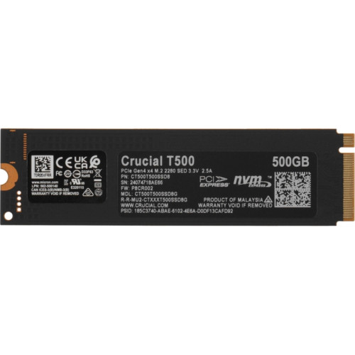 Твердотельный накопитель Crucial PCIe 4.0 x4 500GB CT500T500SSD8 T500 M.2 2280 [CT500T500SSD8]