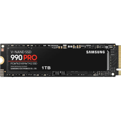 Твердотельные накопители/ Samsung SSD 990 PRO, 1000GB, M.2(22x80mm), NVMe 2.0, PCIe 4.0 x4, V-NAND TLC, R/W 7450/6900MB/s, IOPs 1 200 000/1 550 000, DRAM buffer 1024MB, TBW 600, DWPD 0.33 (12 мес.)