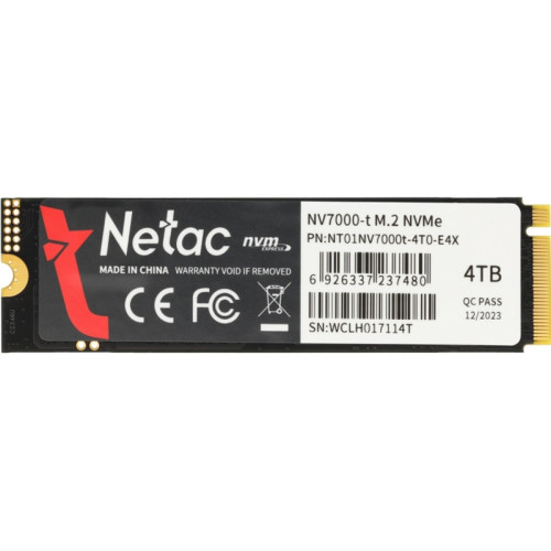 Твердотельный накопитель Netac PCIe 4.0 x4 4TB NT01NV7000T-4T0-E4X NV7000-t M.2 2280 1.91 DWPD [NT01NV7000T-4T0-E4X]