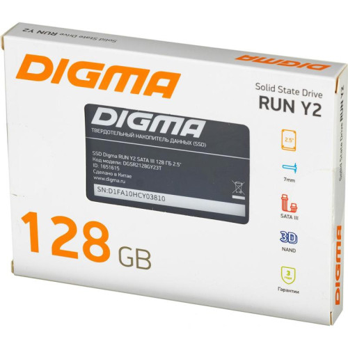 Твердотельный накопитель Digma SATA-III 128GB DGSR2128GY23T Run Y2 2.5