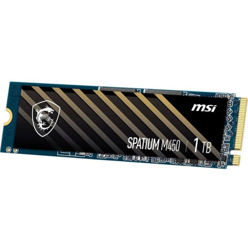 MSI SSD SPATIUM M450, 1000GB, M.2(22x80mm), NVMe, PCIe 4.0 x4, 3D TLC, R/W 3400/2500, IOPs , TBW 350, DWPD 0.19 (5 лет)