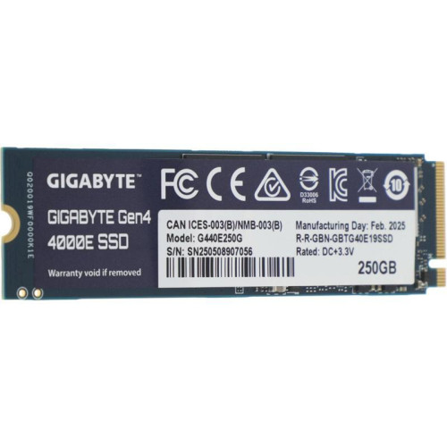 Твердотельный накопитель Gigabyte PCIe 4.0 x4 250GB G440E250G 4000E M.2 2280