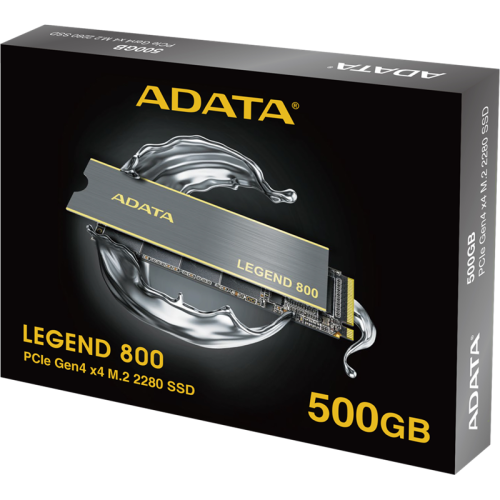 Твердотельный накопитель/ ADATA SSD LEGEND 800, 500GB, M.2(22x80mm), NVMe 1.4, PCIe 4.0 x4, 3D NAND, R/W 3500/2200MB/s, IOPs н.д./н.д., TBW 300, DWPD 0.55, with Heat Sink (3 года)