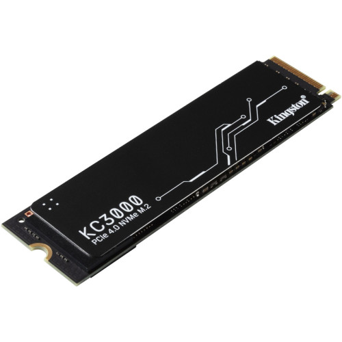 Твердотельный накопитель/ Kingston SSD KC3000, 4096GB, M.2(22x80mm), NVMe, PCIe 4.0 x4, 3D TLC, R/W 7000/7000MB/s, IOPs 1 000 000/1 000 000, DRAM buffer 4096MB, TBW 3200, DWPD 0.71, with Heat Spreader (5 лет)