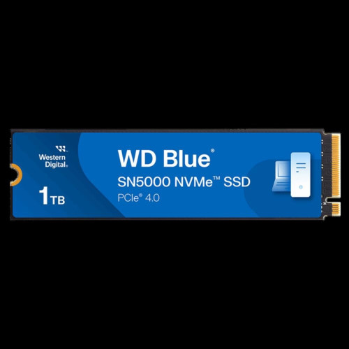 Твердотельные накопители/ WD SSD Blue SN5000, 1000GB, M.2(22x80mm), NVMe, PCIe 4.0 x4, TLC, R/W 5150/4900MB/s, TBW 600, DWPD 0.3 (12 мес.)