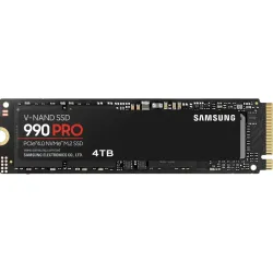 Твердотельный накопитель/ Samsung SSD 990 PRO, 4000GB, M.2(22x80mm), NVMe 2.0, PCIe 4.0 x4, V-NAND TLC, R/W 7450/6900MB/s, IOPs 1 400 000/1 550 000, DRAM buffer 4096MB, TBW 2400, DWPD 0.33 (12 мес.)