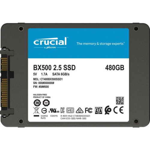 Твердотельный накопитель/ Crucial SSD BX500, 480GB, 2.5