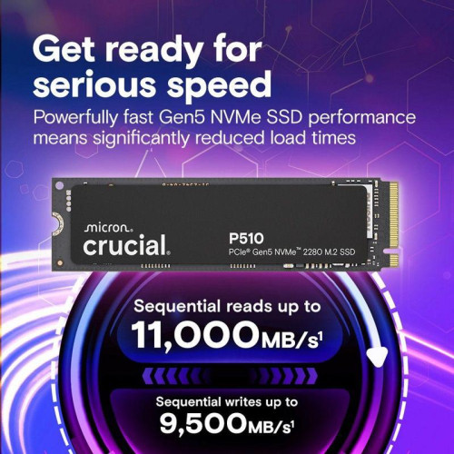 Твердотельный накопитель Crucial P510 1TB PCIe Gen5 NVMe M.2 SSD CT1000P510SSD8