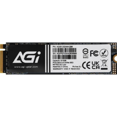 Твердотельный накопитель AGI AI298 M.2 PCIe 512GB RETAIL-Color Box