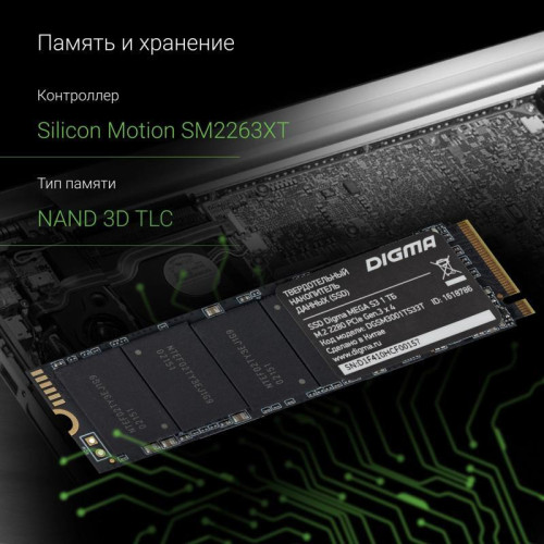 Твердотельный накопитель Digma PCIe 3.0 x4 1TB DGSM3001TS33T Mega S3 M.2 2280 [DGSM3001TS33T]
