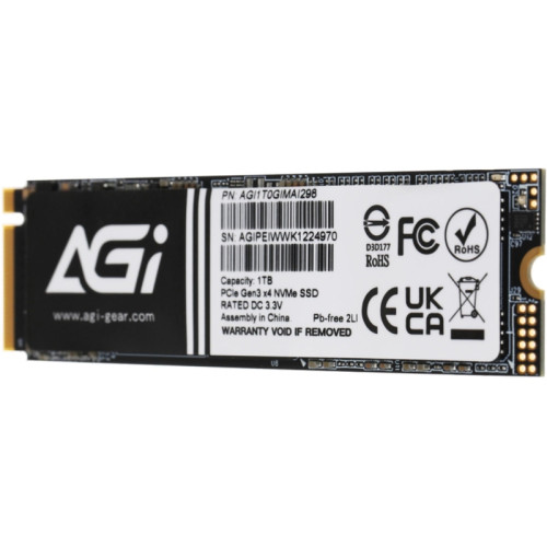 Твердотельный накопитель AGi PCIe 3.0 x4 1TB AGI1T0GIMAI298 AI298 M.2 2280 Твердотельный накопитель AGi PCIe 3.0 x4 1TB AGI1T0GIMAI298 AI298 M.2 2280