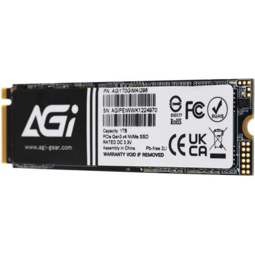 Твердотельный накопитель AGi PCIe 3.0 x4 1TB AGI1T0GIMAI298 AI298 M.2 2280