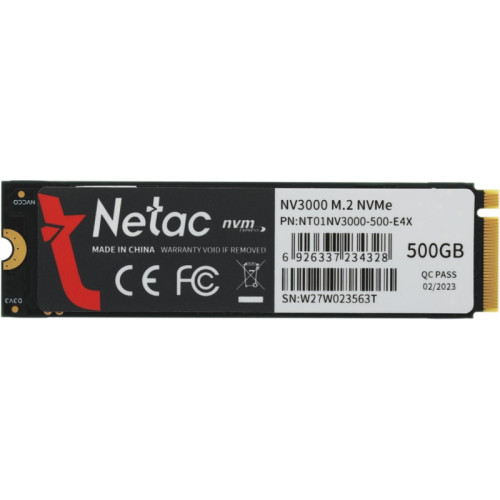 Твердотельный накопитель Netac PCIe 3.0 x4 500GB NT01NV3000-500-E4X NV3000 M.2 2280 [NT01NV3000-500-E4X]