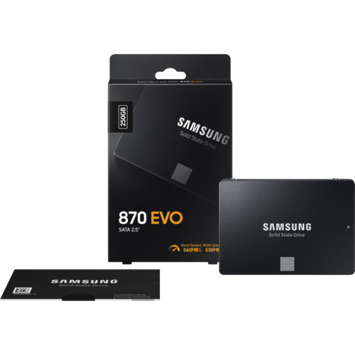 Samsung SSD 250GB 870 EVO, V-NAND 3-bit MLC, MGX, 2.5'' SATA 6Gb/s, R560/W530, IOPs 98000/88000