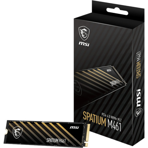 MSI SSD SPATIUM M461, 1000GB, M.2(22x80mm), NVMe, PCIe 4.0 x4, 3D TLC, R/W 5000/3200, IOPs 630 000/750 000, TBW 250, DWPD 0.14 (5 лет)