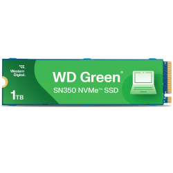 Твердотельный накопитель WD SSD Green SN350 NVMe, 1.0TB, M.2(22x80mm), NVMe, PCIe 3.0 x4, QLC, R/W 3200/2500MB/s, IOPs 300 000/400 000, TBW 100, DWPD 0.1 (12 мес.)