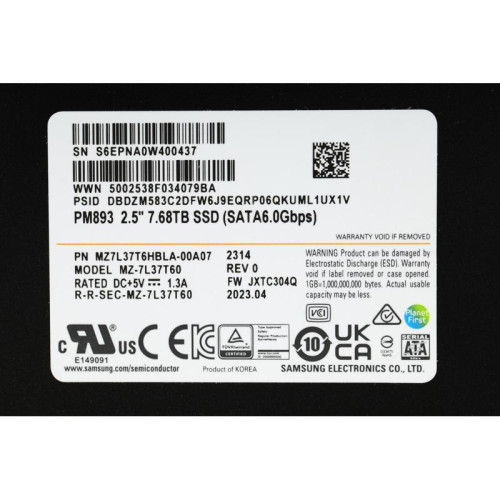 Твердотельный накопитель Samsung SATA-III 7.68TB MZ7L37T6HBLA-00A07 PM893 2.5