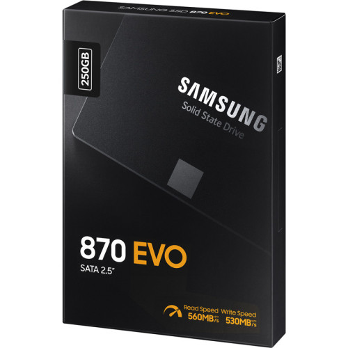 Samsung SSD 250GB 870 EVO, V-NAND 3-bit MLC, MGX, 2.5'' SATA 6Gb/s, R560/W530, IOPs 98000/88000