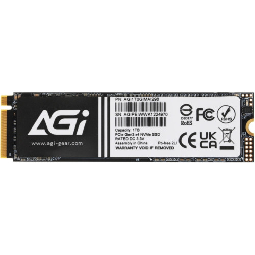 Твердотельный накопитель AGi PCIe 3.0 x4 1TB AGI1T0GIMAI298 AI298 M.2 2280