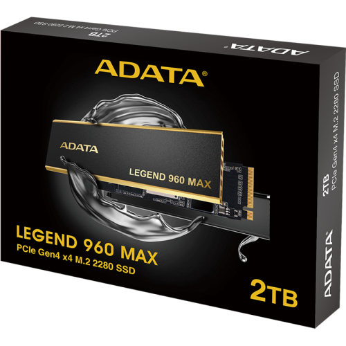 Твердотельный накопитель/ ADATA SSD LEGEND 960 MAX, 2000GB, M.2(22x80mm), NVMe 1.4, PCIe 4.0 x4, 3D NAND, R/W 7400/6800MB/s, IOPs 750 000/630 000, DRAM buffer 2000MB, TBW 1560, DWPD 0.43, with BIG Heat Spreader (5 лет)