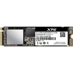 Твердотельный накопитель ADATA SSD SX8200Pro, 512GB, M.2(22x80mm), NVMe 1.3, PCIe 3.0 x4, 3D TLC, R/W 3500/2300MB/s, IOPs 390 000/380 000, DRAM buffer 512MB, TBW 320, DWPD 0.34 (5 лет)