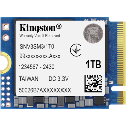 Твердотельный накопитель/ Kingston SSD NV3, 1000GB, M.2(22x30mm), NVMe, PCIe 4.0 x4, 3D TLC, R/W 6000/4000MB/s, TBW 320, DWPD 0.2 (60 мес)