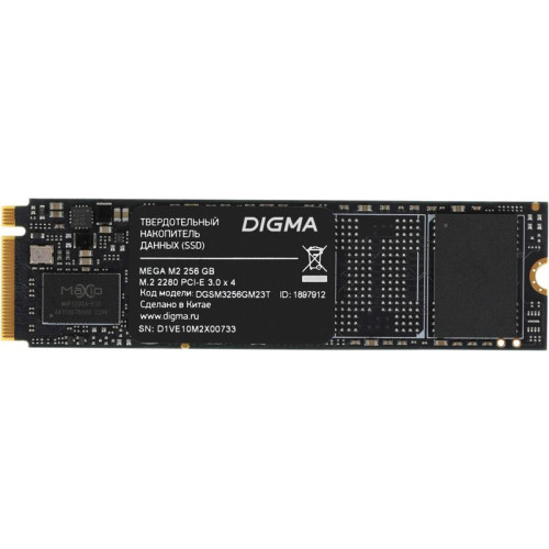 Твердотельный накопитель Digma PCIe 3.0 x4 256GB DGSM3256GM23T Mega M2 M.2 2280 [DGSM3256GM23T]