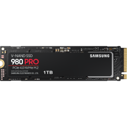 Твердотельные накопители Samsung SSD 980 PRO, 1000GB, M.2(22x80mm), NVMe 1.3c, PCIe 4.0 x4, 3-bit MLC, R/W 7000/5000MB/s, IOPs 1 000 000/1 000 000, DRAM buffer 1024MB, TBW 600, DWPD 0.33, with Heatsink (12 мес.)