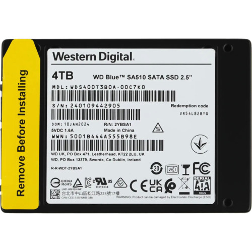 Твердотельный накопитель/ WD SSD Blue SA510, 4000GB, 2.5