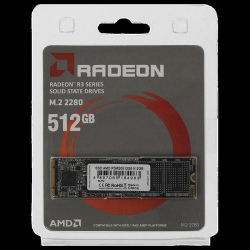 Твердотельный накопитель AMD SATA 512GB R3MS0512G8 Radeon M.2 2280 Твердотельный накопитель AMD SATA 512GB R3MS0512G8 Radeon M.2 2280