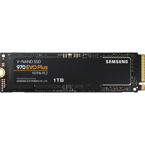 Твердотельные накопители/ Samsung SSD 970 EVO Plus, 1000GB, M.2(22x80mm), NVMe 1.3, PCIe 3.0 x4, 3-bit MLC, R/W 3500/3300MB/s, IOPs 600 000/550 000, DRAM buffer 1024MB, TBW 600, DWPD 0.33 (12 мес.)