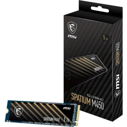 MSI SSD SPATIUM M450, 1000GB, M.2(22x80mm), NVMe, PCIe 4.0 x4, 3D TLC, R/W 3400/2500, IOPs , TBW 350, DWPD 0.19 (5 лет) MSI SSD SPATIUM M450, 1000GB, M.2(22x80mm), NVMe, PCIe 4.0 x4, 3D TLC, R/W 3400/2500, IOPs , TBW 350, DWPD 0.19 (5 лет)