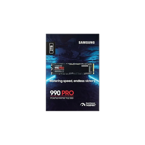 Твердотельный накопитель/ Samsung SSD 990 PRO, 2000GB, M.2(22x80mm), NVMe 2.0, PCIe 4.0 x4, V-NAND TLC, R/W 7450/6900MB/s, IOPs 1 400 000/1 550 000, DRAM buffer 2048MB, TBW 1200, DWPD 0.33, with Heatsink (12 мес.)