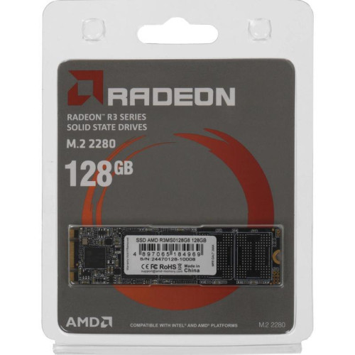 Твердотельный накопитель AMD SATA 128GB R3MS0128G8 Radeon M.2 2280 Твердотельный накопитель AMD SATA 128GB R3MS0128G8 Radeon M.2 2280