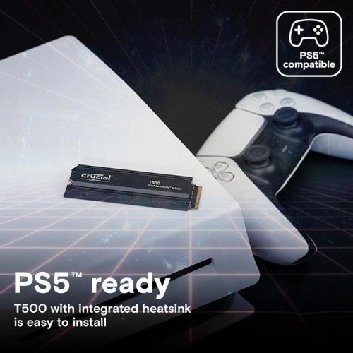 Твердотельный накопитель Crucial T500 1TB PCIe Gen4 NVMe M.2 SSD with heatsink CT1000T500SSD5