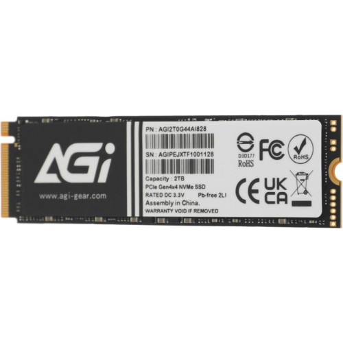 Твердотельный накопитель AGi PCIe 4.0 x4 2TB AGI2T0G44AI828 AI828 M.2 2280 [AGI2T0G44AI828]