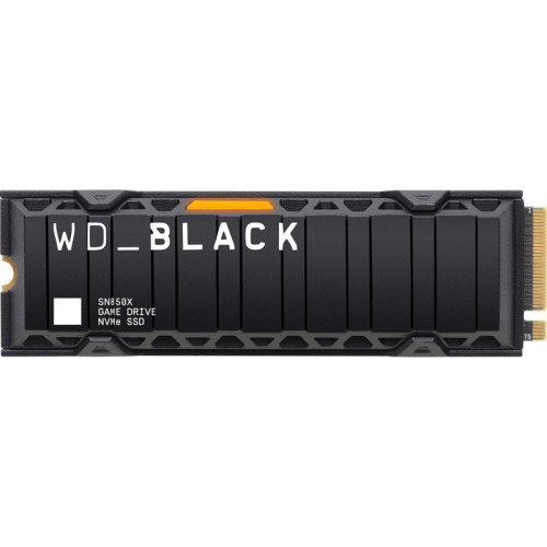 Твердотельный накопитель/ WD SSD Black SN850X, 1000GB, M.2(22x80mm), NVMe, PCIe 4.0 x4, 3D TLC, R/W 7300/6300MB/s, IOPs 800 000/1 100 000, DRAM buffer 1024MB, TBW 600, DWPD 0.3, with Heat Spreader (12 мес.)