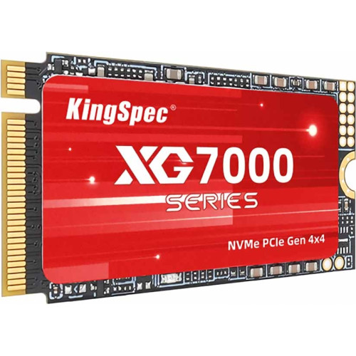 Твердотельный накопитель/ Kingspec SSD XG7000-1TB 2242, 1024GB, M.2(22x42mm), NVMe, PCIe 4.0 x4, 3D NAND, R/W 7200/6600MB/s, IOPs н.д./н.д., TBW 600, DWPD 0.54 (3 года)