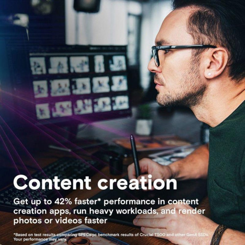 Твердотельный накопитель Crucial T500 4TB PCIe Gen4 NVMe M.2 SSD CT4000T500SSD3