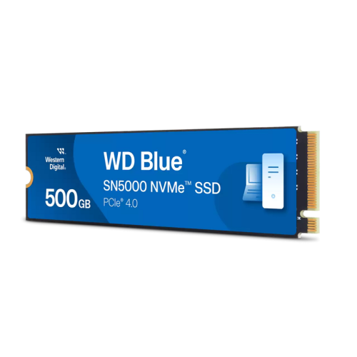 Твердотельные накопители/ WD SSD Blue SN5000, 500GB, M.2(22x80mm), NVMe, PCIe 4.0 x4, TLC, R/W 5000/4000MB/s, TBW 300, DWPD 0.3 (12 мес.)