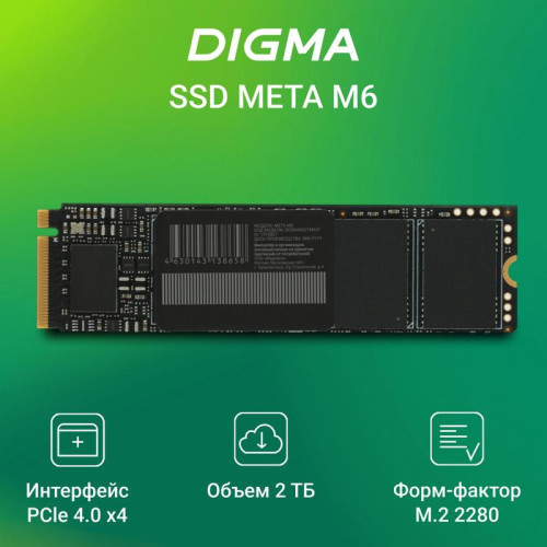 Твердотельный накопитель Digma PCIe 4.0 x4 2TB DGSM4002TM63T Meta M6 M.2 2280 [DGSM4002TM63T]