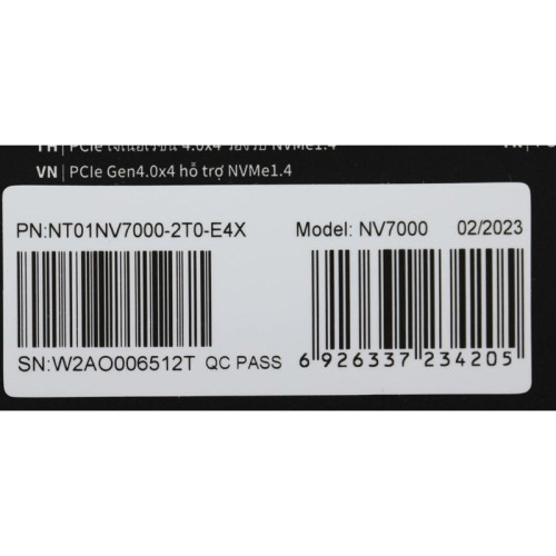 Твердотельный накопитель Netac PCIe 4.0 x4 2TB NT01NV7000-2T0-E4X NV7000 M.2 2280 [NT01NV7000-2T0-E4X]