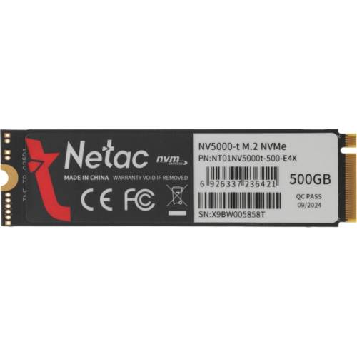 Твердотельный накопитель Netac PCIe 4.0 x4 500GB NT01NV5000T-500-E4X NV5000t M.2 2280 [NT01NV5000T-500-E4X]