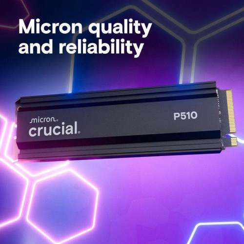Твердотельный накопитель Crucial P510 1TB PCIe Gen5 NVMe 2280 M.2 SSD with heatsink CT1000P510SSD5