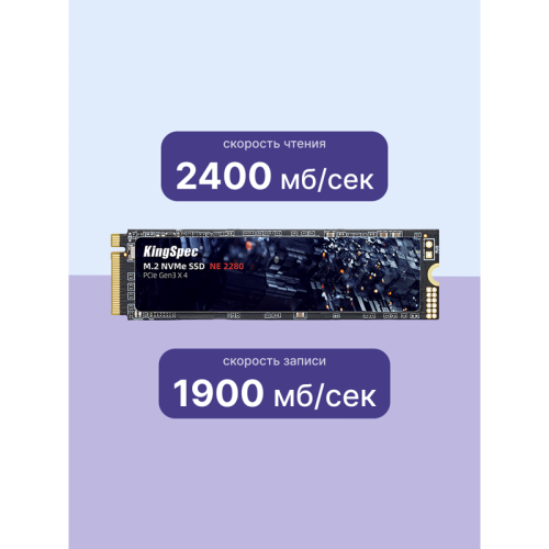 Твердотельный накопитель/ Kingspec SSD NE-1TB 2280, 1024GB, M.2(22x80mm), NVMe, PCIe 3.0 x4, R/W 2400/1900MB/s, IOPs н.д./н.д., TBW 800, DWPD 0.69 (3 года) Твердотельный накопитель/ Kingspec SSD NE-1TB 2280, 1024GB, M.2(22x80mm), NVMe, PCIe 3.0 x4, R/W 2400/1900MB/s, IOPs н.д./н.д., TBW 800, DWPD 0.69 (3 года)