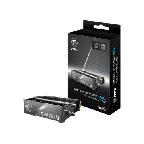 MSI SSD SPATIUM M570 Pro FROZR, 2000GB, M.2(22x80mm), NVMe, PCIe 5.0 x4, 3D TLC, R/W 12400/11800, IOPs -/-, DRAM buffer 4096, TBW 1400, DWPD 0.33, with Heat Spreader (5 лет)