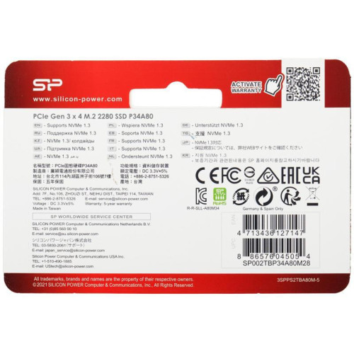 Накопитель SSD Silicon Power PCIe 3.0 x4 2TB SP002TBP34A80M28 M-Series M.2 2280 Накопитель SSD Silicon Power PCIe 3.0 x4 2TB SP002TBP34A80M28 M-Series M.2 2280