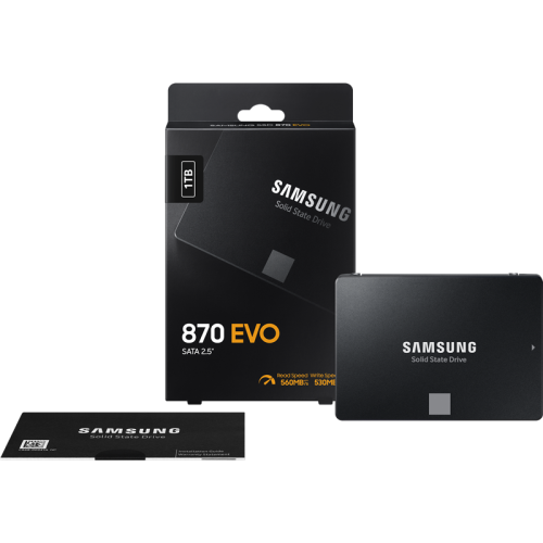 Твердотельный накопитель Samsung SSD 1TB 870 EVO, V-NAND 3-bit MLC, MGX, 2.5'' SATA 6Gb/s, R560/W530, IOPs 98000/88000