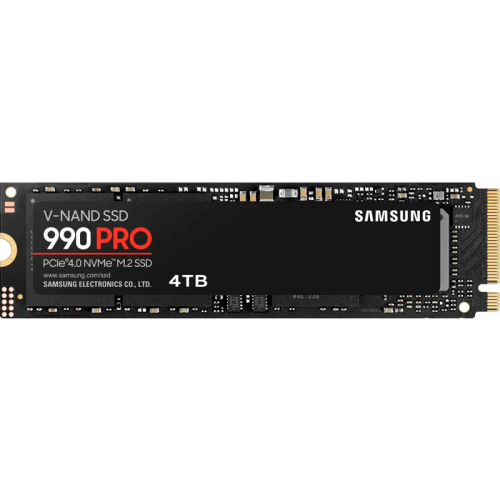 Твердотельный накопитель Samsung SSD 990 PRO, 4000GB, M.2(22x80mm), NVMe 2.0, PCIe 4.0 x4, V-NAND TLC, R/W 7450/6900MB/s, IOPs 1 400 000/1 550 000, DRAM buffer 4096MB, TBW 2400, DWPD 0.33 (12 мес.)